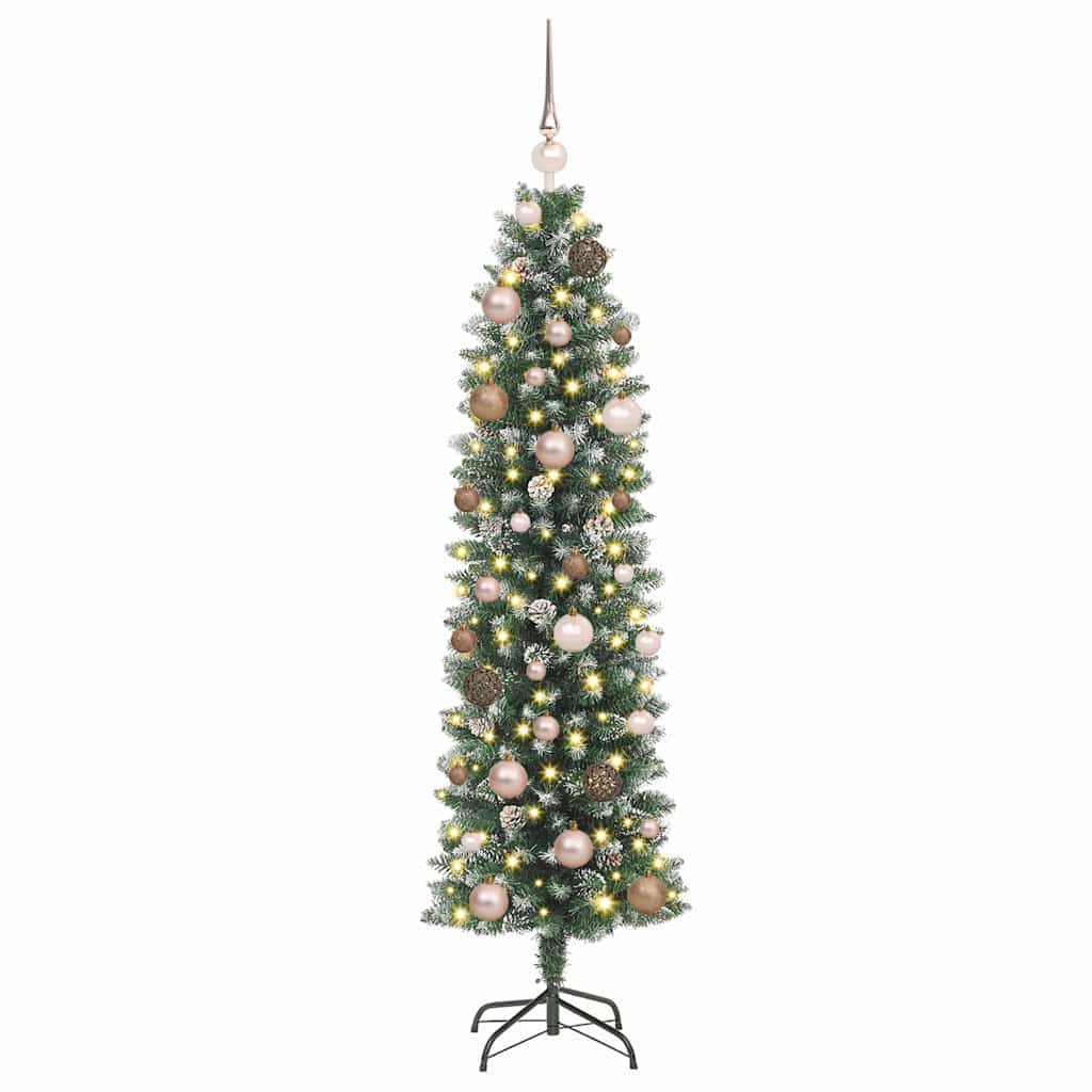Artificial Slim Christmas Tree with 150 LEDs Green 150 cm